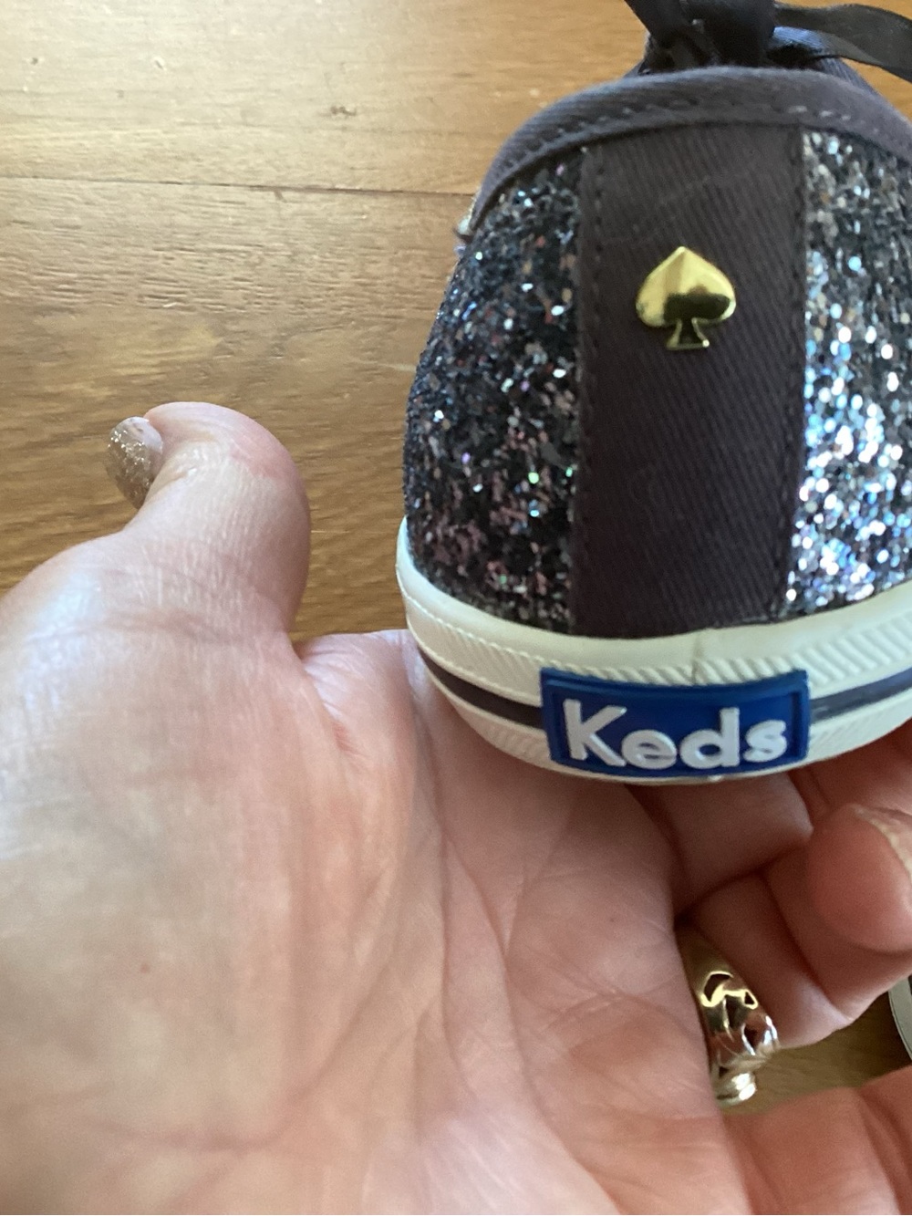 Keds by Kate Spade Navy Glitter Ribbon Lace Sneakers - Picture 9 of 9